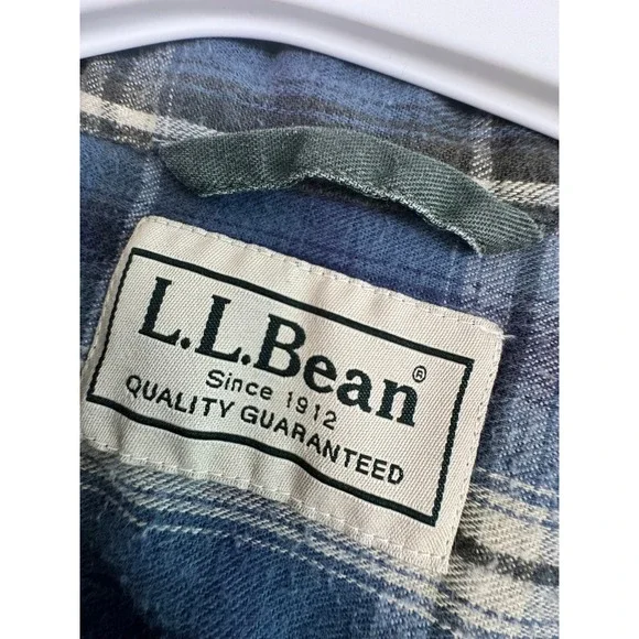 Vintage L.L.Bean XL Tall Mens Flannel Lined Canvas Work Shirt Jacket Plaid‎